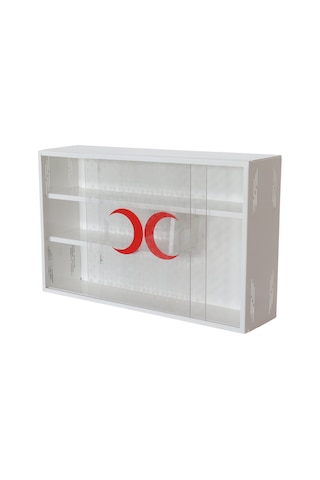 Akşan 405 Şeffaf Sürgülü Metal Ecza Dolabı Beyaz