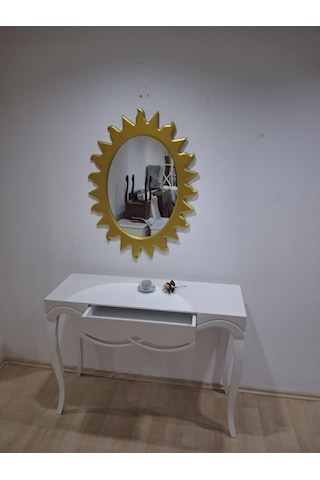 Dresuar Cnc Çökertme 90670 Model Güneş Gold Renk Ayna Lake Beyaz Tabla Kayn Aslan Ayak Beyaz - Gold