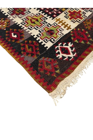 El Dokuma Antika Gömürgen Kilimi 112x150 Kök Boya %100 Yün Kilim