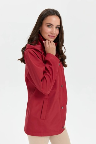 Desen Triko Kadın Kapüşonlu Yan Cepli Kısa Trençkot 24417 Kiremit Kiremit