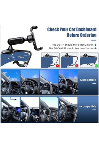 Araç 360 Derece Döndürme Dashboard Cep Telefonu Tutucu Araba İçin Sabitleme Kıskacı Standı 4 İla 7 Inç Akıllı Telefonlar İçin Uygun