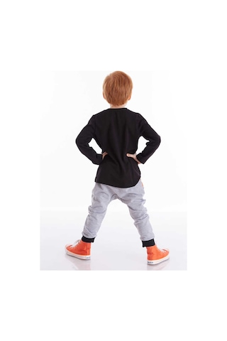 Denokids Erkek Çocuk Kaplan Pençesi T-shirt Pantolon Takım - Siyah Siyah