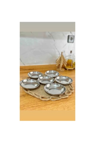 Has Mutfak 14 Cm Kahvaltılık Çerezlik Çelik Tabak Sunum Tabağı Tepsisi 6lı