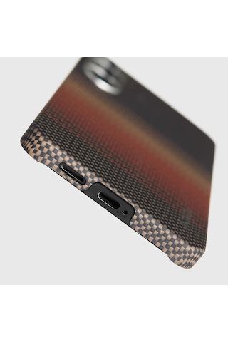 Galaxy S25 Ultra Kılıf M-safe Uyumlu Aramid Fiber Pitaka Tactile Woven Serisi Kapak Kahverengi