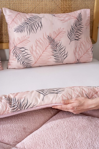 Rivaistanbul Pudra Yaprak Loura Çift Kişilik Çift Taraflı Lüx Wellsoft Yorgan Seti 195x215 Cm Pudra Pembe