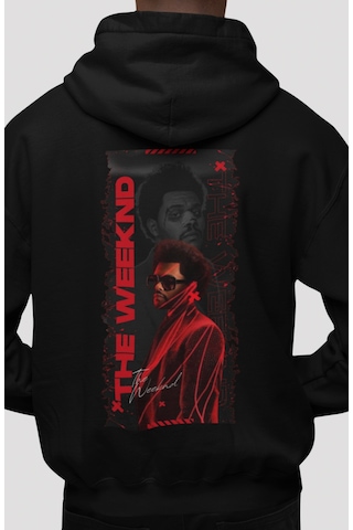 Sevbano The Weeknd Rapper Şarkıcı Sırt Baskılı Unisex Oversize Penye Hood Siyah