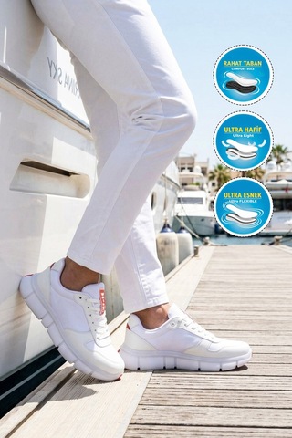 Walkway Beyaz Bağcıklı Hafif Erkek Casual Ayakkabı Praval M
