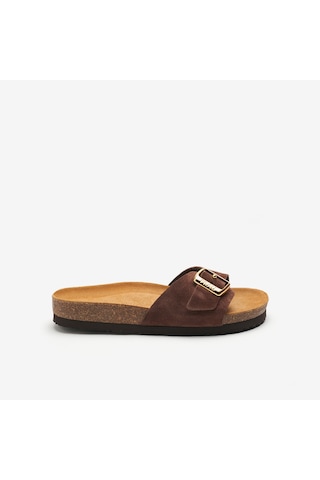 Cocoa Terlik Kadın 17b0 Frau Velour-s Suede Band Kahverengi