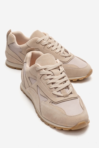 Luvishoes Sahra Bej Süet Hakiki Deri Kadın Sneaker Bej