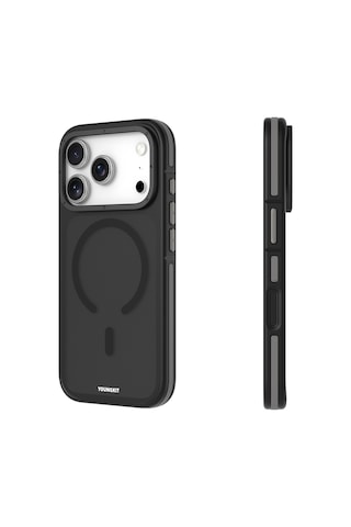 İphone 17 Pro Uyumlu Kılıf M-safe Şarj Özellikli Youngkit Rock Sand Serisi Kapak Siyah Siyah