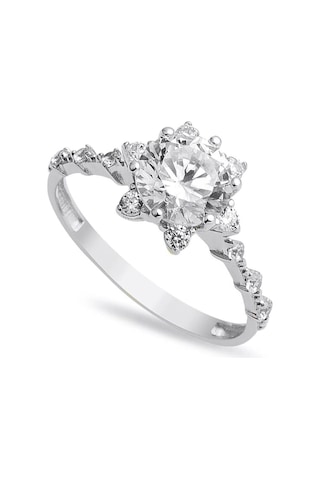 Hakan Güler Kuyumculuk Beyaz Altın Lotus Çiçeği Tektaş Yüzük