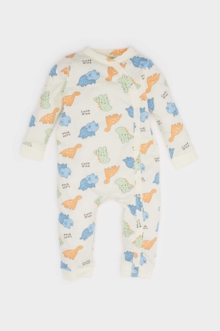 Defacto Erkek Bebek Yenidoğan Dinazor Baskılı Penye Tulum F0122a525auer233 Ekru