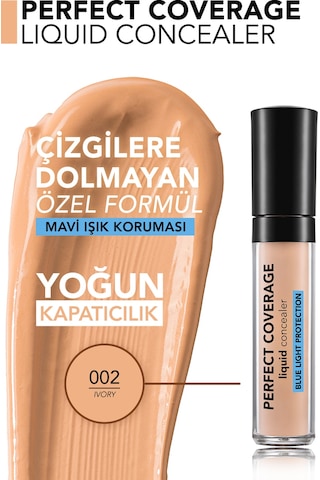 Flormar Perfect Coverage Mavi Işık Korumalı & Hafif Yapılı Likit Kapatıcı 002 Ivory