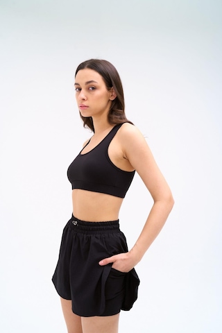 Normal People Rına - Sporcu Bra / Şeftalıi Dokulu Peach Skin Kumaş Siyah