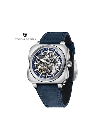 Pagani Design Pd-1791 Erkek 42mm Su Geçirmez By-9020 Otomatik Mekanik Saat Safir Kristal Işıklı Spor Saat Gümüş Lacivert Diğer