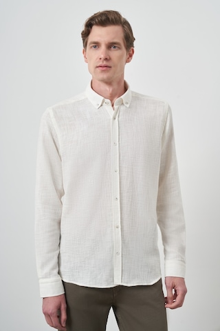 Morven Erkek Beyaz Trend Keten Slim Fit Düğmeli Yaka Gömlek 25ys004013600 Beyaz