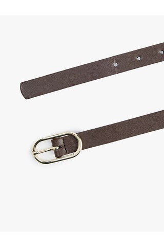 Koton Metal Oval Toka Detaylı Suni Deri İnce Kemer Kahverengi 7wak10105aa Kahve