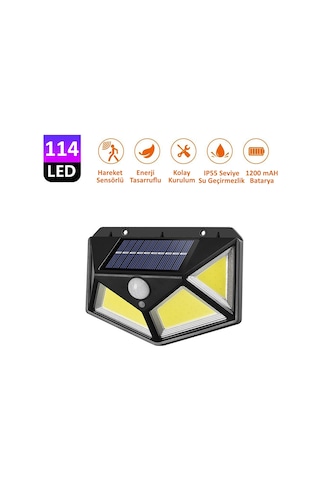 Technojet 114 Ledli 3 Modlu Cob Solar Güneş Enerjili Bahçe  Aydınl