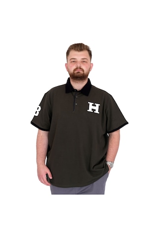 Mode Xl Büyük Beden Erkek T-shirt Polo Yaka H Brouded U25312 Haki Haki