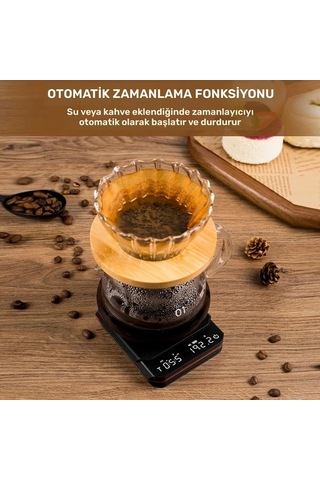 Motion003 Usb Şarj Edilebilir Kahve Tartısı 0.1g Hassasiyetli 2kg Kapasiteli Zamanlayıcılı Mini Espresso Tartısı Abs Malzeme 350mah Pil Ev Dış Mekan Kullanım -