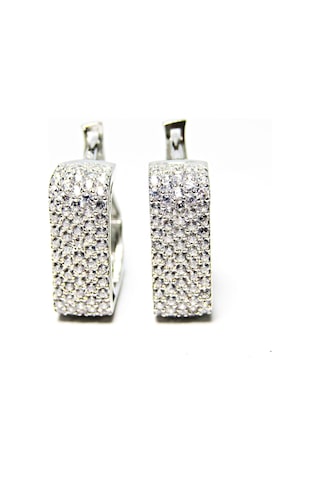 Gümüş Kare Tamtur Beş Sıralı Kadın Küpe