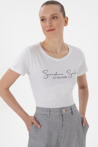 U.S. Polo Assn. Kadın Beyaz Bisiklet Yaka Tişört 50305746-VR013
