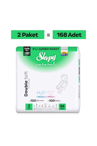 Sleepy Natural Double Soft Avantajlı Mega Paket Bebek Bezi 2 Numara Mini 168 Adet