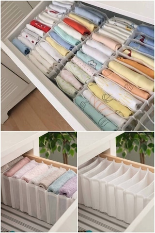 Serstil 3 Adet - Small 11 Gözlü Çekmece Içi Düzenleyici Organizer 12 X 40 X 12 beyaz