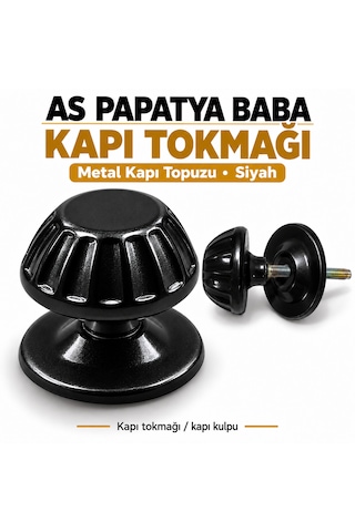 Baba Papatya Kapı Tokmağı Kapı Topuzu Kolu Metal Tokmak Siyah Kapı Tutacağı
