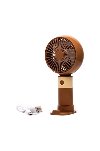 Taşınabililir Mini Usb Şarjlı 3 Kademeli El Masaüstü Vantilatör Fan Soğutucu Ym88214 Kahverengi