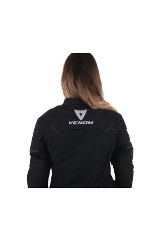 Venom Motosiklet Montu Rock Cordura Kadın Siyah Fileli Motorcu Mont