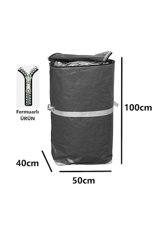 Ev-ış Branda Taşıma Çuvalı 50x40+100cm Fermuarlı Ve Cepli 170gr.tekstıl Çuvalı- Gri