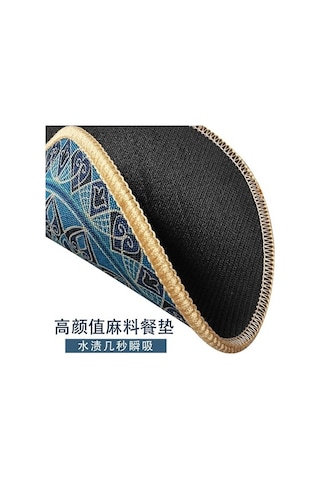 Primepickings Rüzgar Bardak Altlığı Taklit Keten Kauçuk Altlık Ev Dekoratif Zemin Matı Isı Yalıtımı Masa Mat