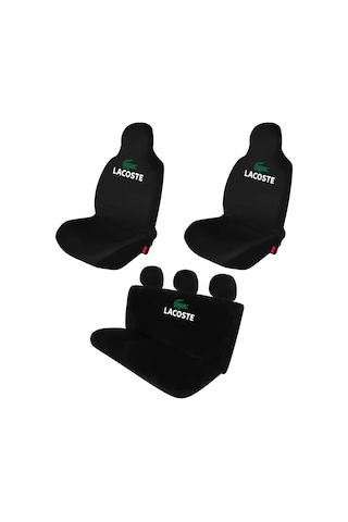 Lacoste Baskılı - Oto Ön Ve Arka Koltuk Kılıfı Penye Universal - Siyah