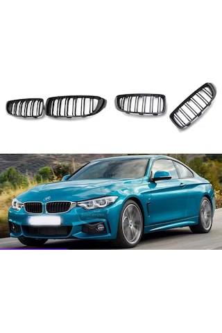 Bmw 4 Serisi F32 F33 F36 2013-2019 Uyumlu Ön Panjur Böbrek M4 Görünüm Izgara Çift Çizgi İthal Piano Black 1.sınıf Sağ Sol Takım