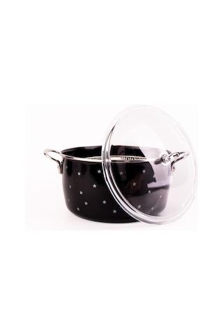 Star Emaye Yıldız Desenli Fritöz/kızartma Tenceresi 24cm-4litre Siyah