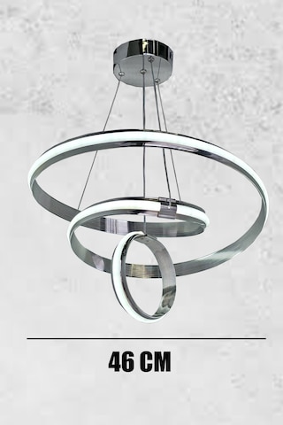 Mars Xl 3 Renk Kumandalı Krom Salon Led Avize Ledli Avize Büyük Salon Avizesi Gümüş - Krom