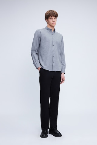 Hatemoğlu Gri Slim Fit Uzun Kol Düğmeli Yaka Flanel Gömlek 24d190000056 007 Gri