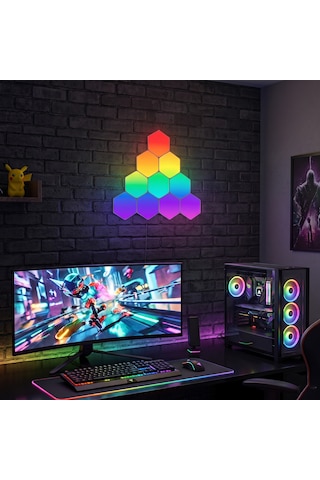 Zoko Led Altıgen 10 Parça Sese Duyatlı Duvar Led Dekor Beyaz