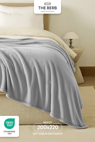 Çift Kişilik Welsoft Battaniye 200x220 Cm Ultra Yumuşak 6 Farklı Renk Seçeneği Açık Gri