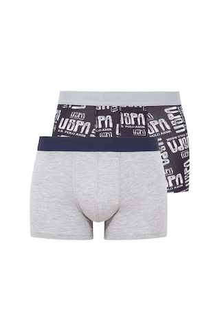 U.S. Polo Assn. Erkek Gri Melanj 2 Li Boxer 80358 Baskılı - Gri Melanj
