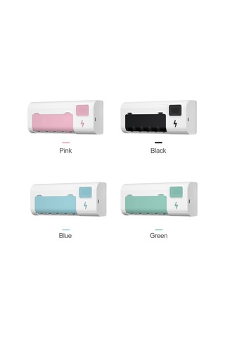 Geeksen Uv Diş Fırçası Dezenfektörü - Akıllı Duvara Monte Banyo Organizatörü, Zamanlayıcı Ve Usb Şarj, Bayan/bebek/aile Pembe