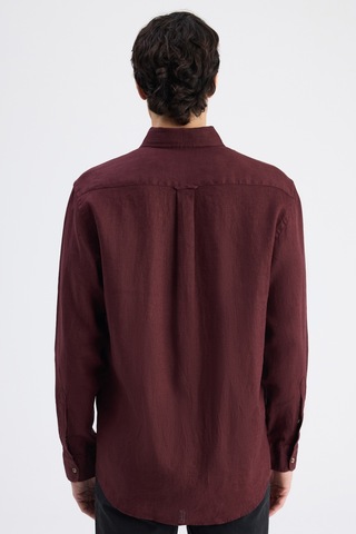 D'S Damat Ds Damat Comfort Bordo Düz Keten Gömlek 6hc02ap01304m Çok Renkli 2XL