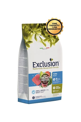 Exclusion Monoprotein Düşük Tahıllı Ton Balıklı  ve Narlı Küçük Irk Yetişkin Köpek Maması 7 KG