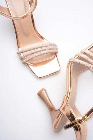 Trendella Rose Gold Taşlı İnce Topuklu Abiye Sandalet Tr20my15g Yeşil