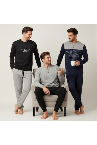 Bonbon Erkek Pamuklu Bohçalık Ve Çeyizlik 3 Adet 2'li Pijama Takımı Bb2481 Çok Renkli