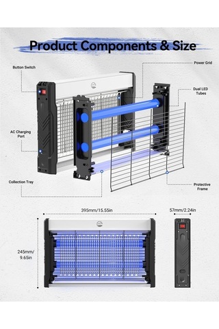Fortunelane 3000v Yüksek Voltajlı Elektrikli Sivrisinek Zapper, Kapalı Sistemli Sivrisinek Katili, Sağlık Odaklı Sinek Tuzağı