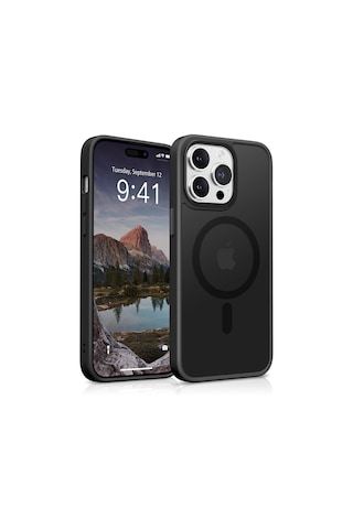 Bix İphone 15 Pro Max Magsafe Uyumlu Kılıf Tam Koruma Manyetik Darbe Emici Siyah