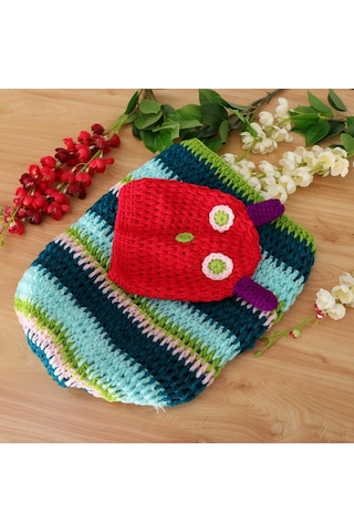 Suntek Yenidoğan Örme Tığ Kostüm + Şapka Çok Renkli