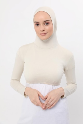 Altobeh Uzun Kollu Boyunluklu Boneli Yarım Body Krem Çok Renkli